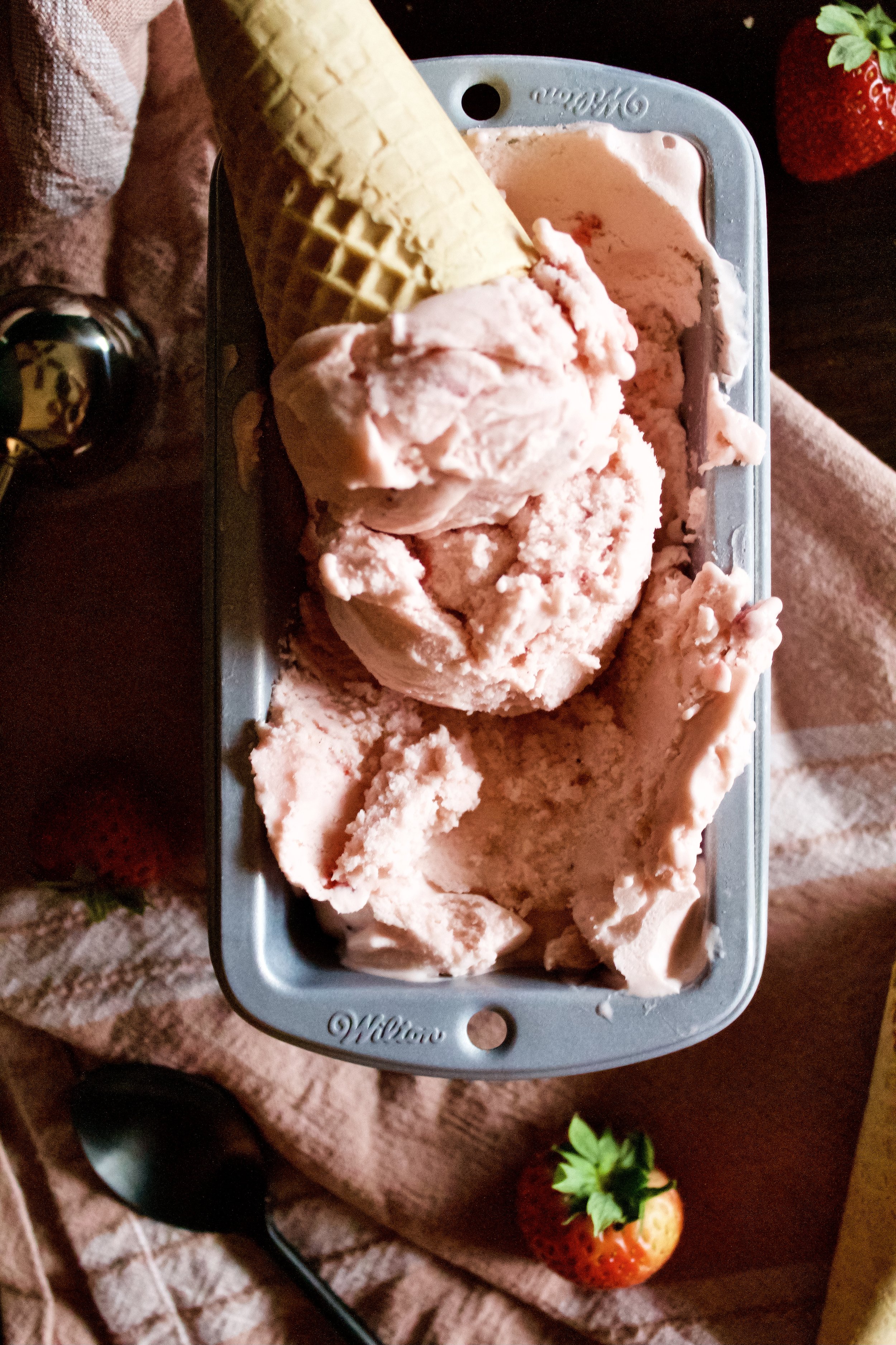 Fresh Strawberry Ice Cream with no churn option Poetry Pies